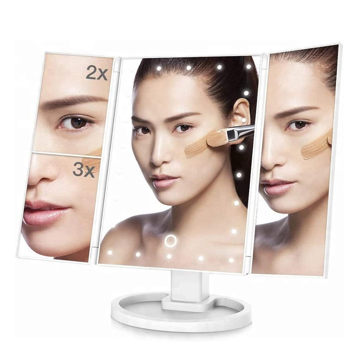 Espejo Para Maquillaje Aumentos 2x 3x Luz Led 1