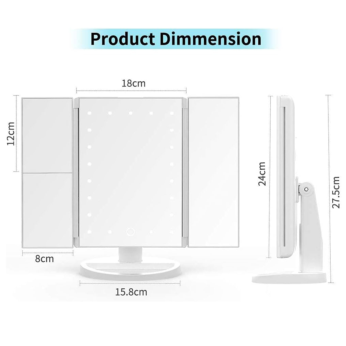 Espejo Para Maquillaje Aumentos 2x 3x Luz Led 5