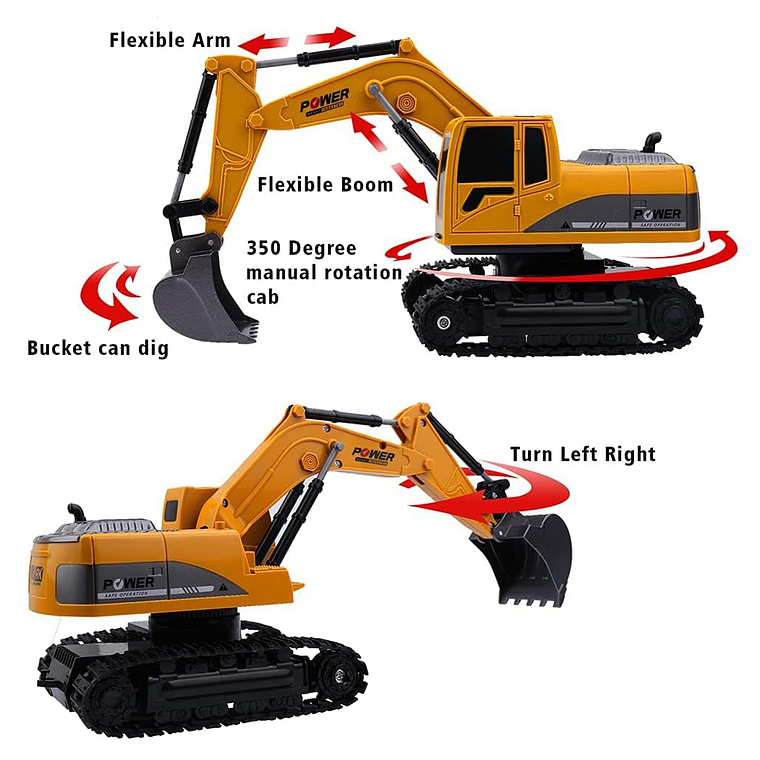 Excavadora Rc Control Remoto 1:24 Juguete Recargable 3