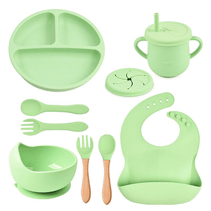 Set Alimentación Silicona Libre Bpa 9 Piezas Antideslizante