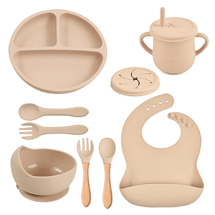 Set Alimentación Silicona Libre Bpa 9 Piezas Antideslizante