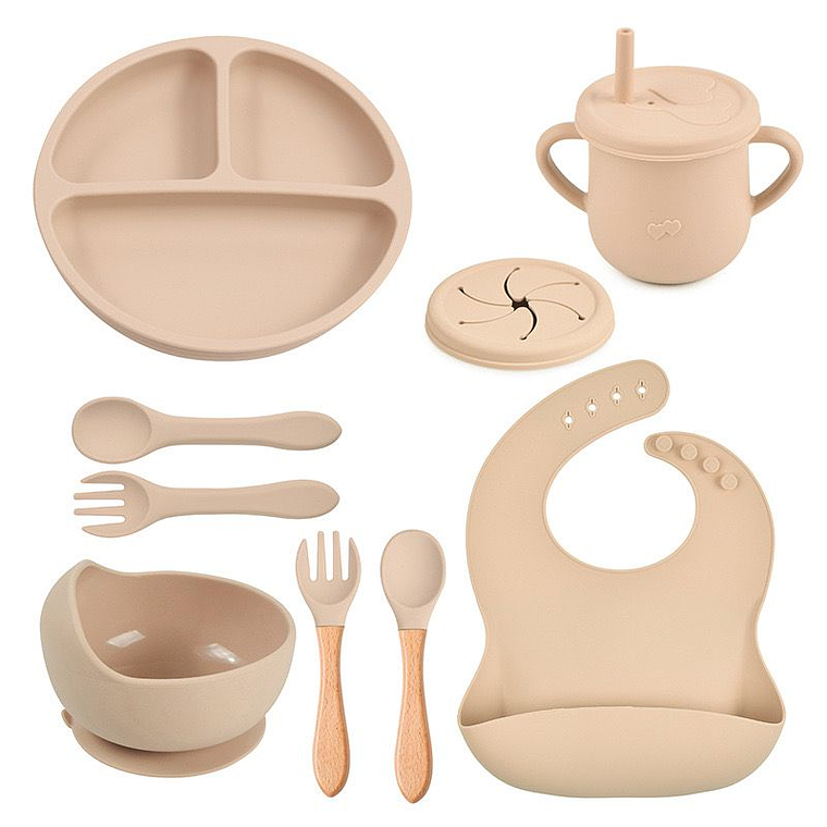Set Alimentación Silicona Libre Bpa 9 Piezas Antideslizante 2