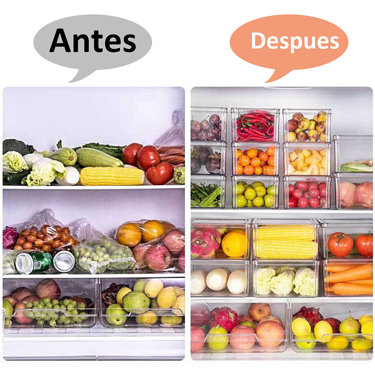 Organizador Refrigerador Cocina Set 7 Contenedores Con Tapa 4