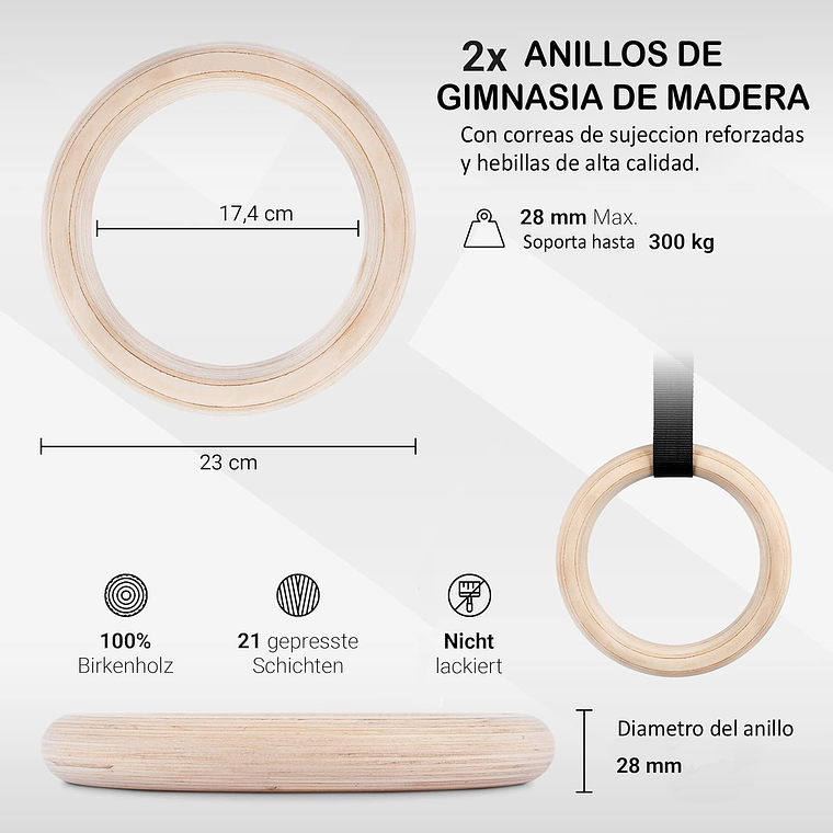 Anillas Olimpicas Fitness Calistenia Correa + Hebillas 3