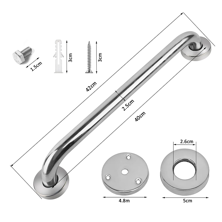 Pack X3 Manillas Agarraderas Barra Seguridad Baño Ducha 4