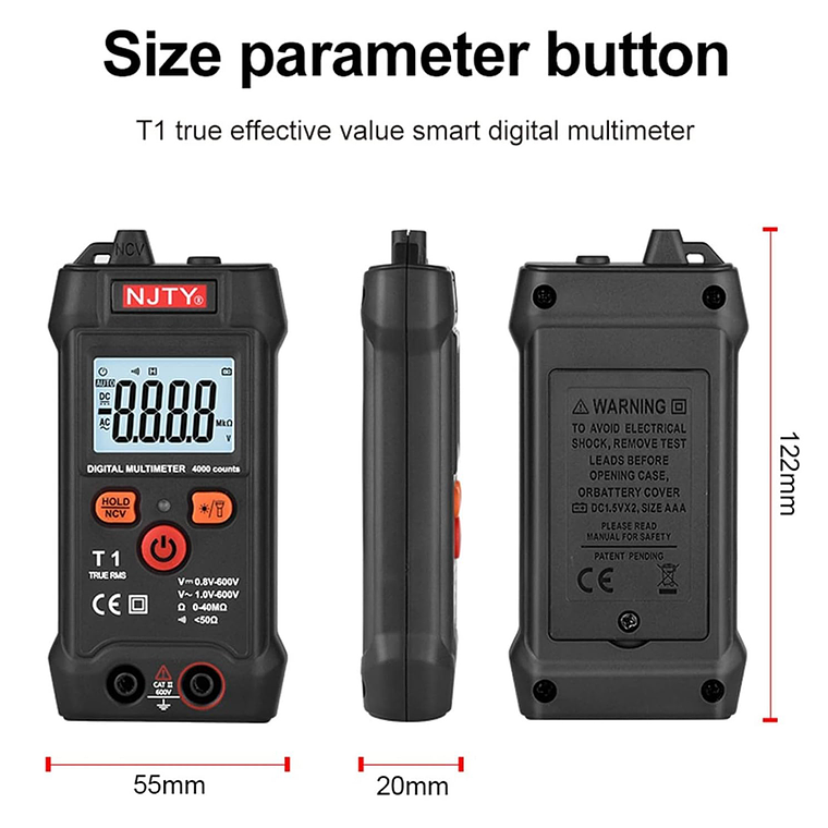 Tester Digital Inteligente Amperaje Voltaje Ohms 600v Ac Dc 5