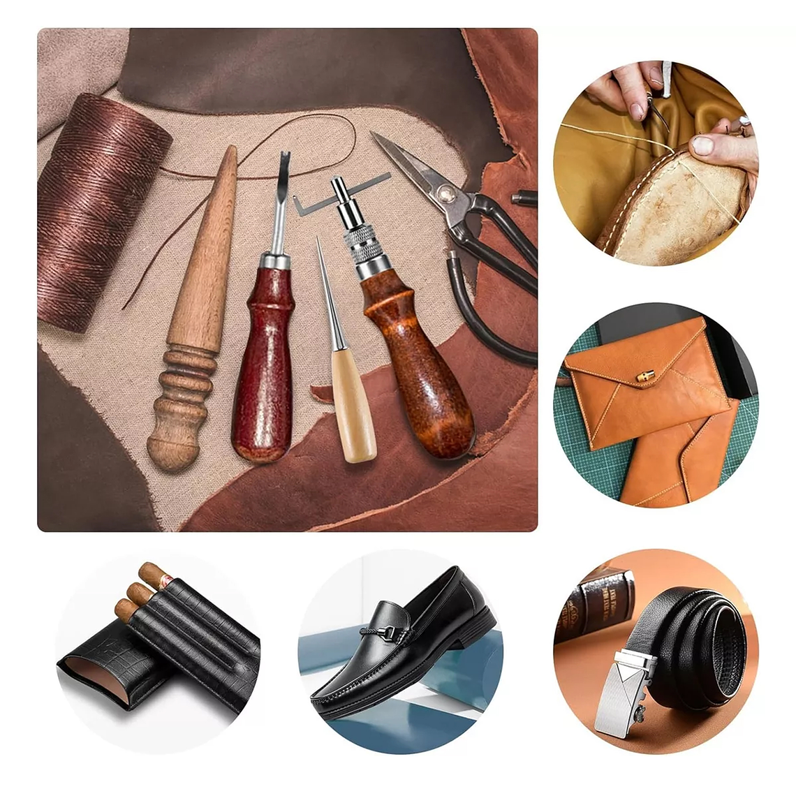 Kit 19 Piezas Herramientas Cuero Pieles Artesanía 2
