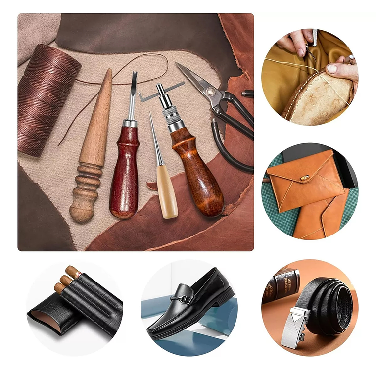 Kit 19 Piezas Herramientas Cuero Pieles Artesanía 2