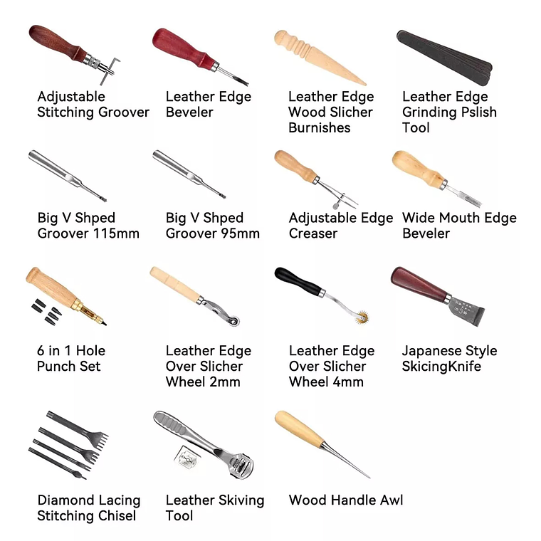 Kit 19 Piezas Herramientas Cuero Pieles Artesanía 3