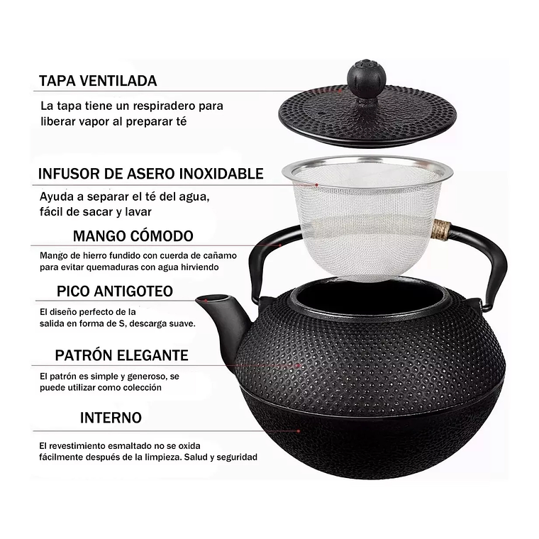 Tetera Hierro Fundido Japonesa Con Infusor Acero 3