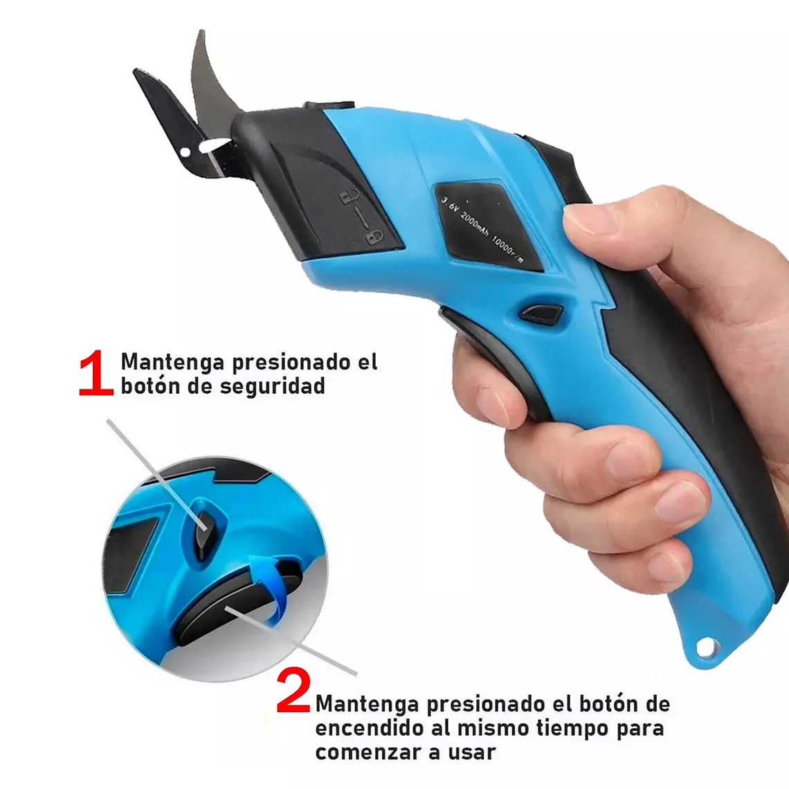 Tijera Eléctrica Inalámbrica Recargable Corta Tela/cartón 2
