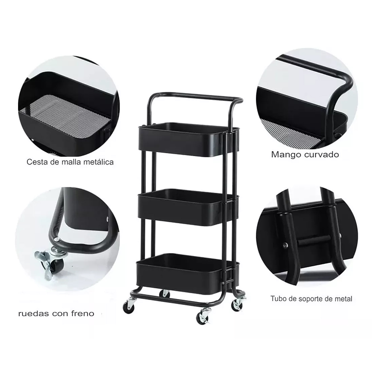 Carrito Organizador Almacenamiento 3 Niveles Con Ruedas 4