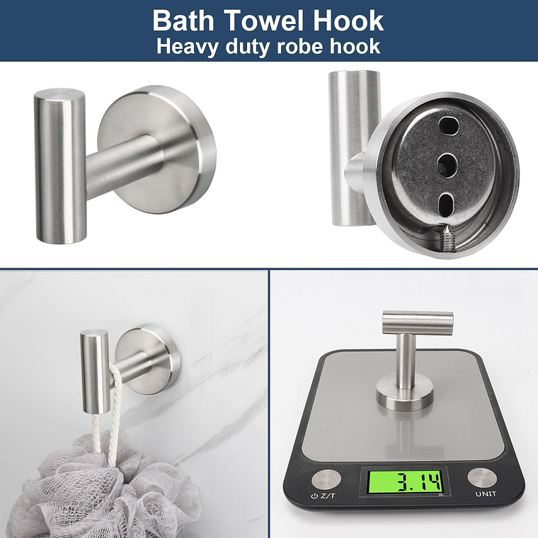 Set De 5 Accesorios De Baño Acero Inoxidable Plata 2