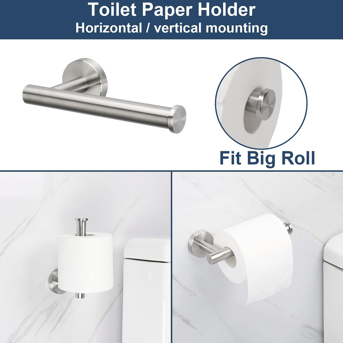 Set De 5 Accesorios De Baño Acero Inoxidable Plata 4