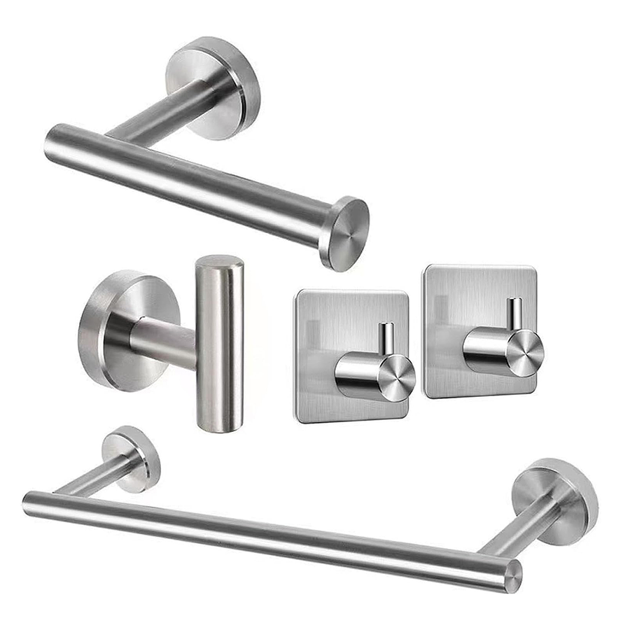 Set De 5 Accesorios De Baño Acero Inoxidable Plata