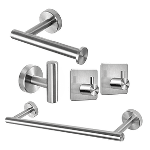 Set De 5 Accesorios De Baño Acero Inoxidable Plata