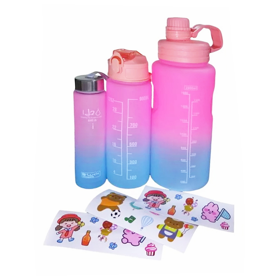 Botella De Agua Motivacional 3 En 1 + Stickers