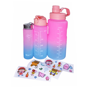 Botella De Agua Motivacional 3 En 1 + Stickers