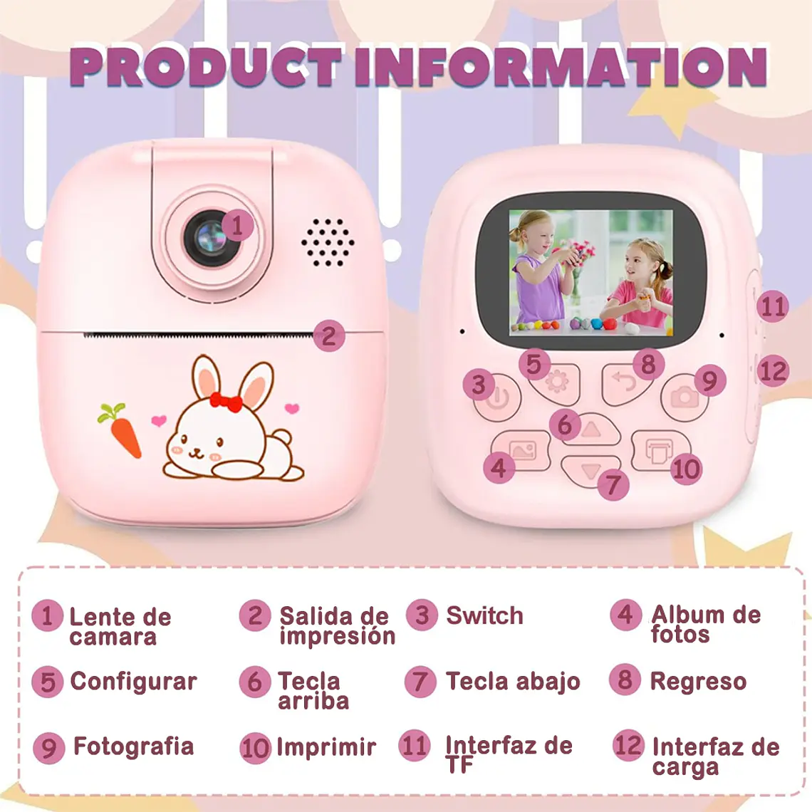 Cámara Digital Foto/video D Impresion Instantanea Para Niños 4