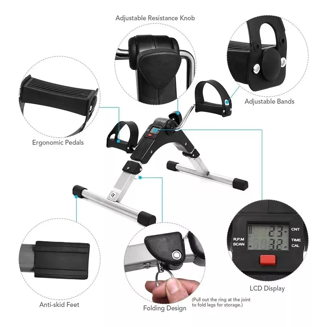 Pedalera Ejercitador De Manos Y Pies Con Monitor Plegable 3
