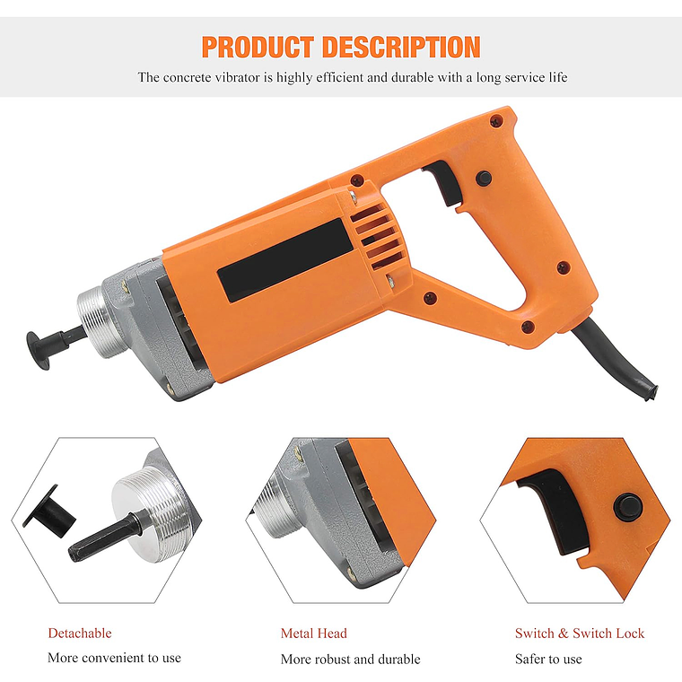 Vibrador Hormigón 800w Sonda 1,0mts Línea Profesional 5