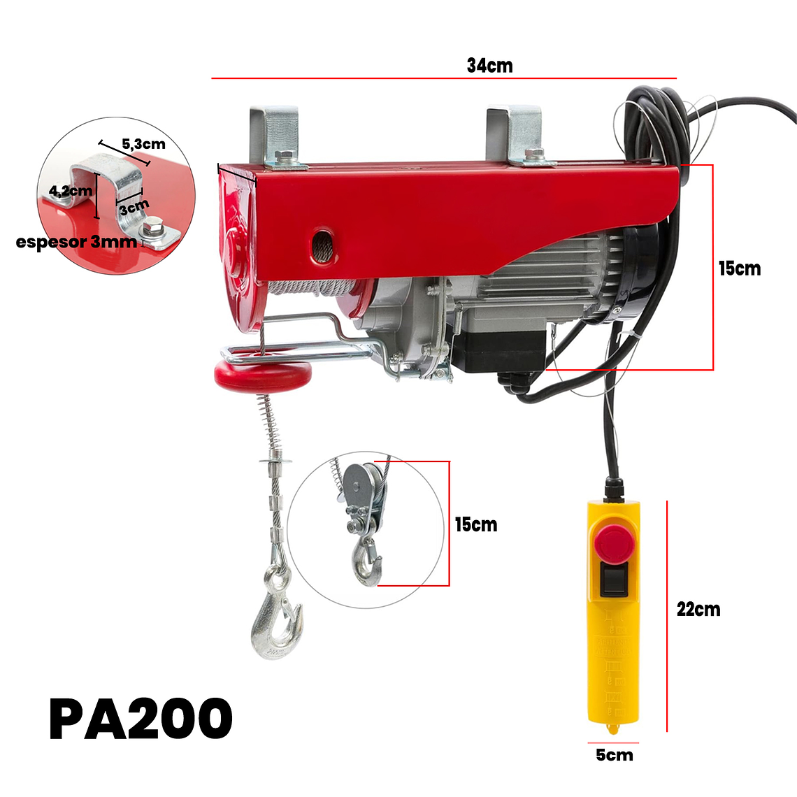 Tecle Eléctrico De Levante Capacidad Hasta 200 Kgs 220v 12m 7