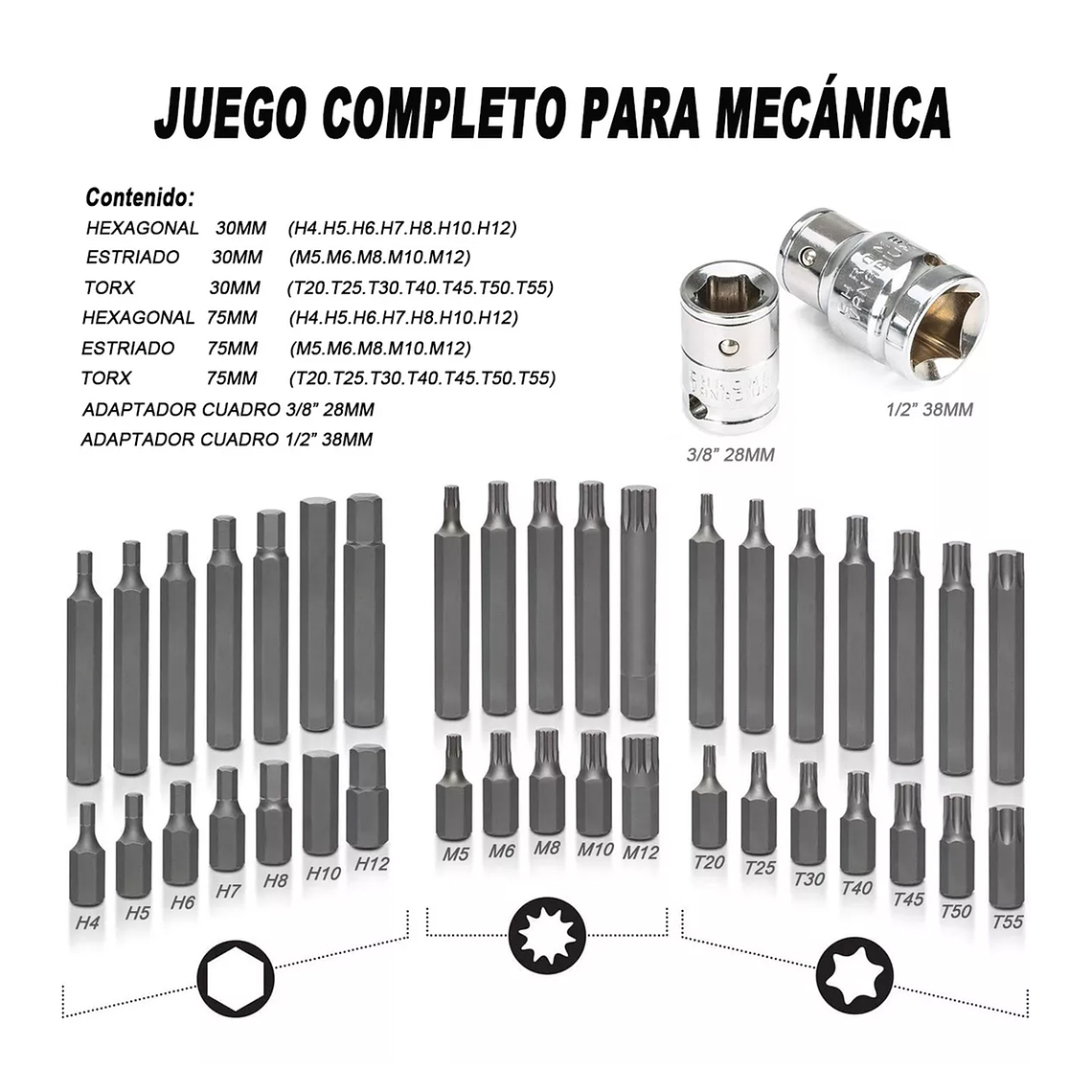Set Kit Juego Puntas Corto Largo Torx Allen 40 Piezas 4