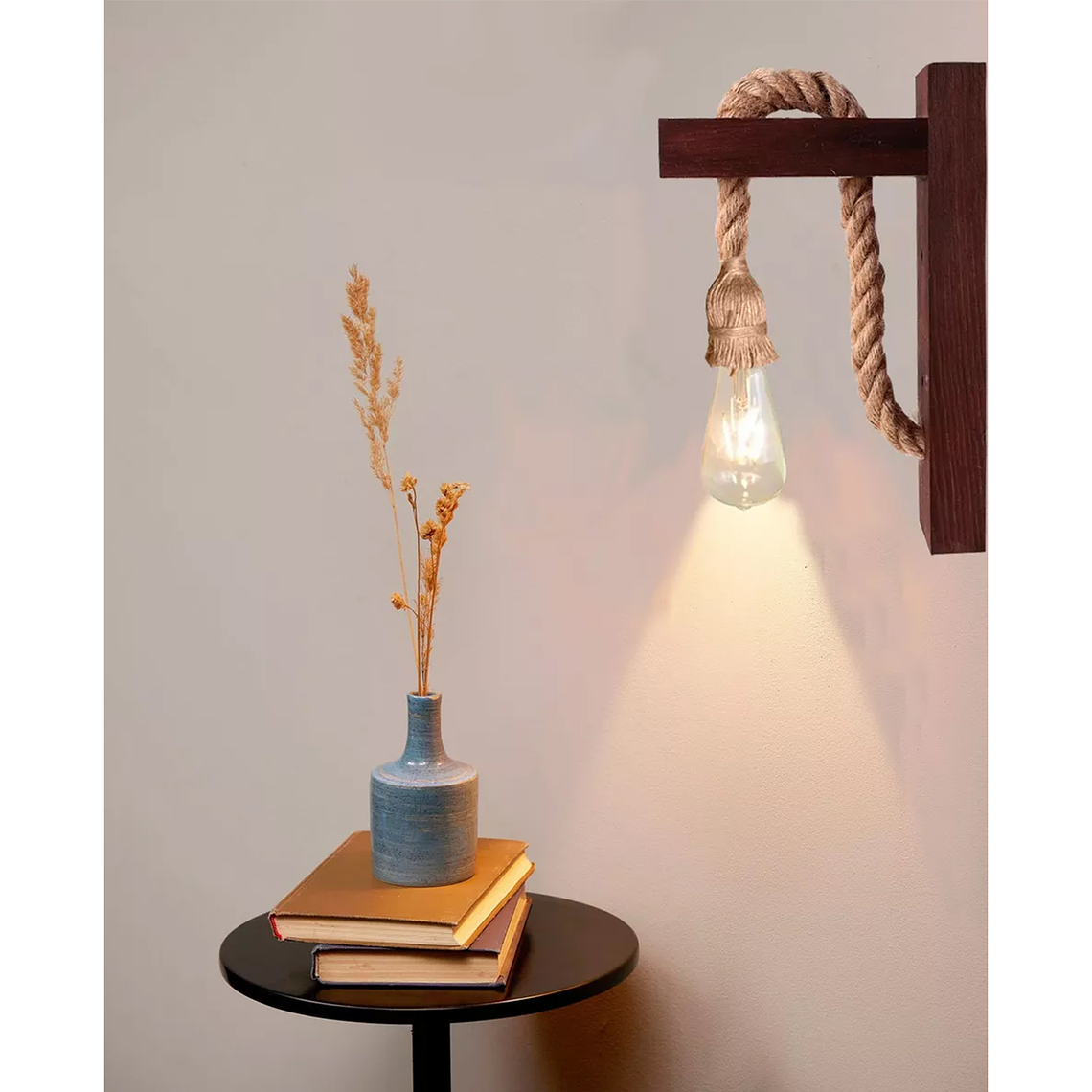 Lampara De Pared Madera Vintage Lámparas Rustica Retro Soga 2