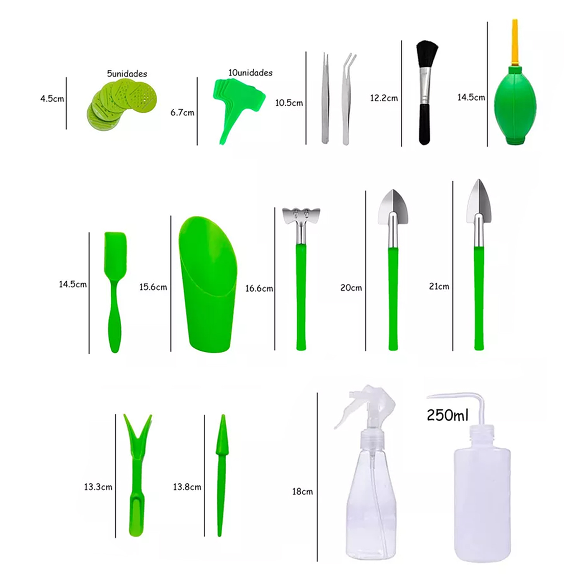 Kit Mini Herramientas Plantas Jardinería Suculentas 15piezas 6