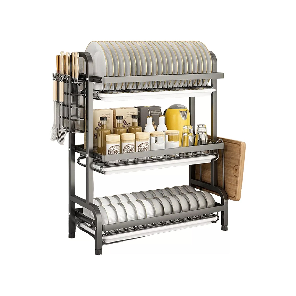 Secador Escurridor De Loza Platos 3 Niveles / Negro 1