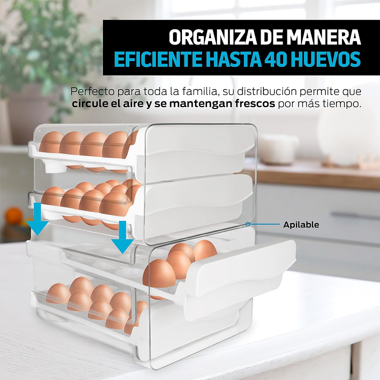 Organizador De Huevos Caja Para 40 Huevos 2 Niveles 5