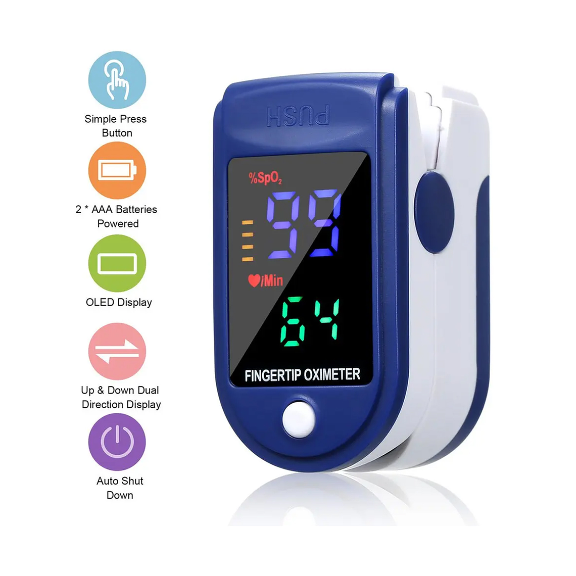 Saturómetro Oxímetro De Pulso Pantalla 2