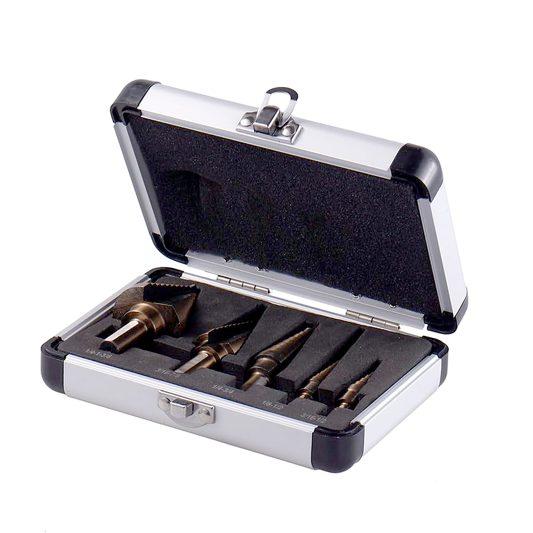 Brocas Conicas Paso A Paso Cobalto + Maleta 3