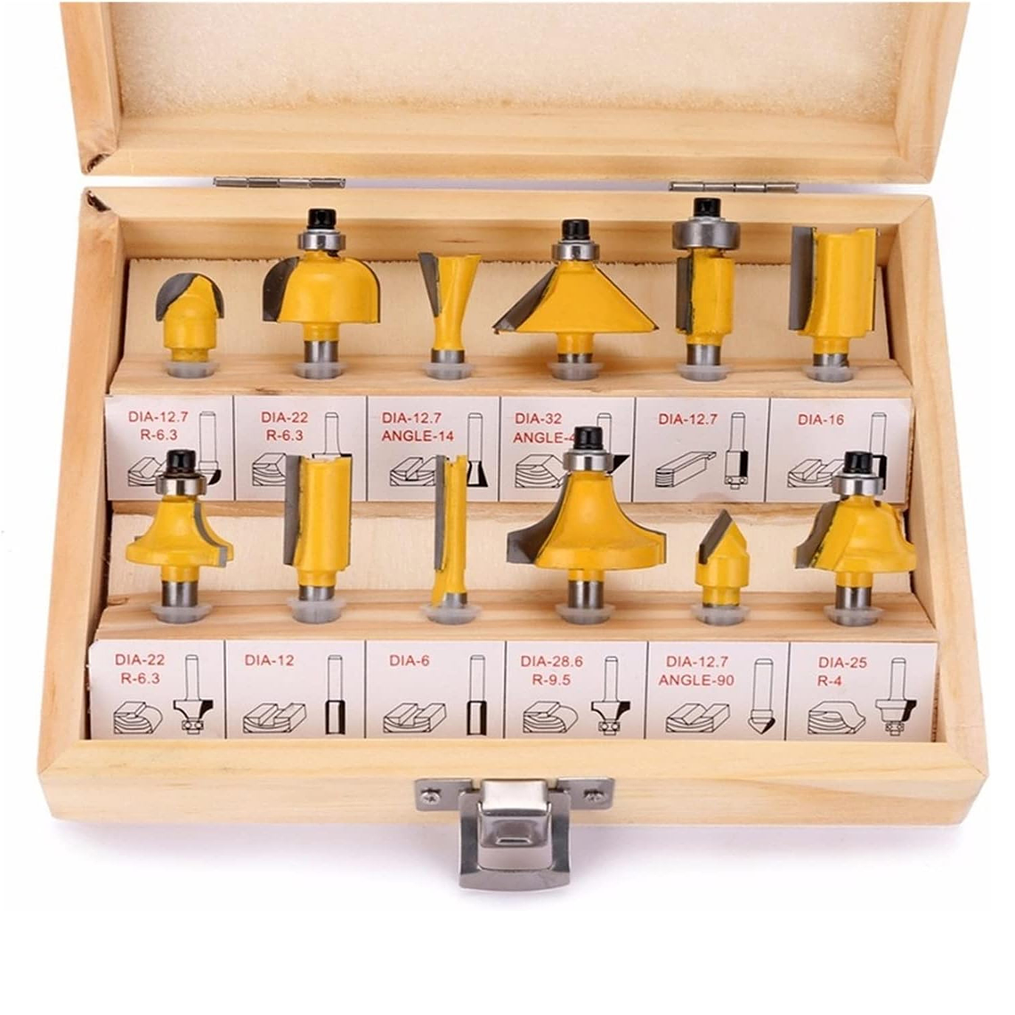 Juego De 12 Brocas Fresas Madera Router 6.35mm 1/4 3
