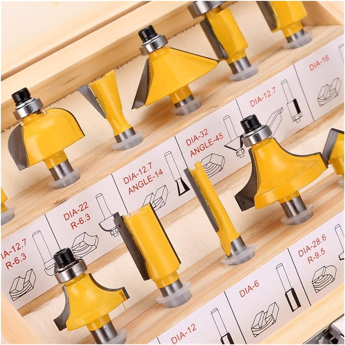 Juego De 12 Brocas Fresas Madera Router 6.35mm 1/4 4