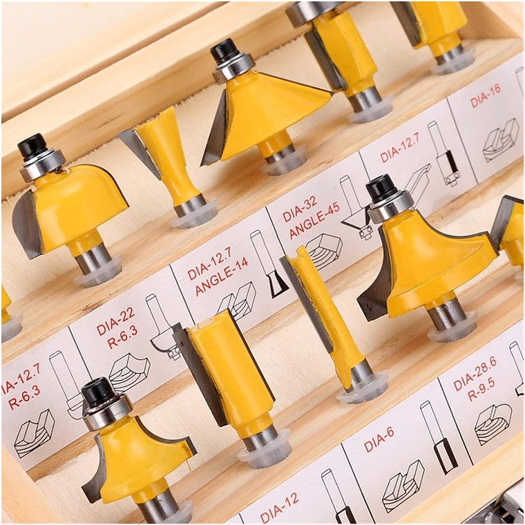 Juego De 12 Brocas Fresas Madera Router 6.35mm 1/4 4