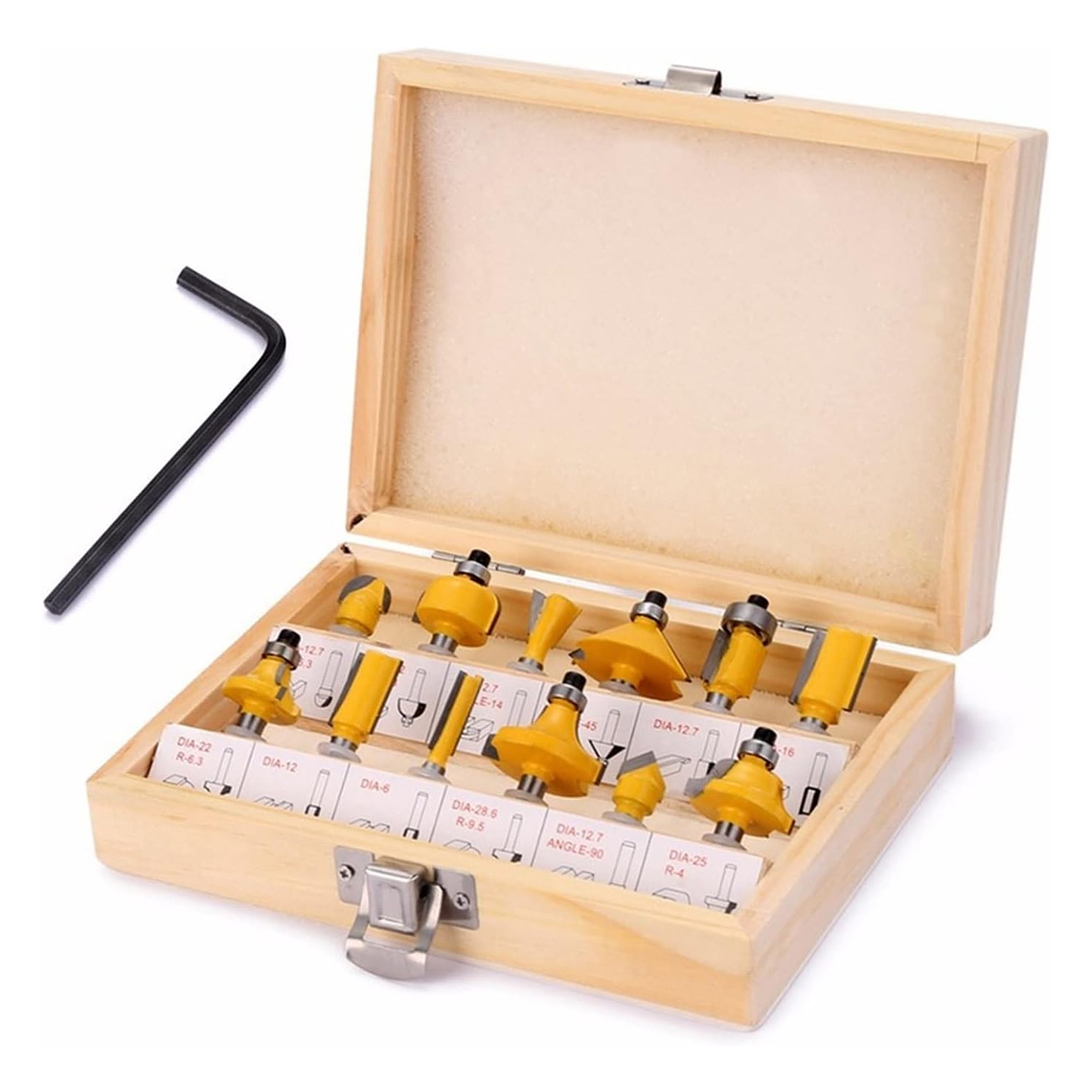 Juego De 12 Brocas Fresas Madera Router 6.35mm 1/4 1