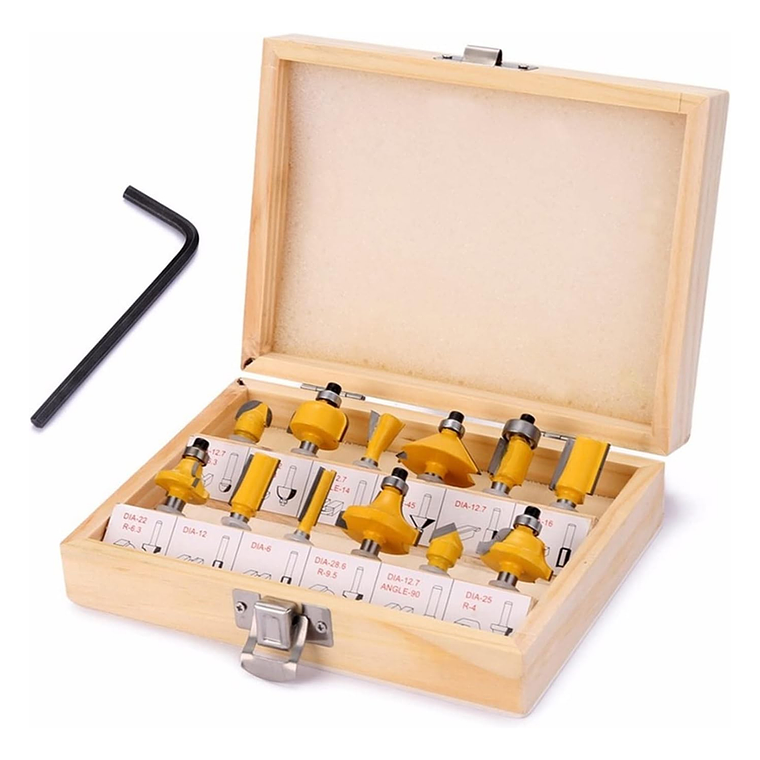 Juego De 12 Brocas Fresas Madera Router 6.35mm 1/4 1