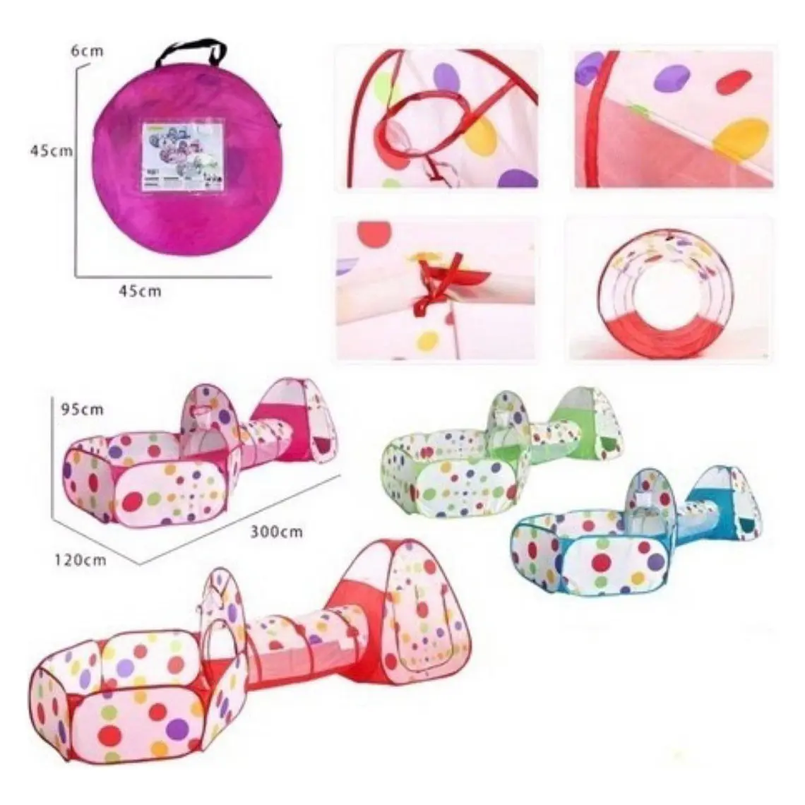 Carpa Piscina De Pelotas Con Tunel Castillo Niños Plegable 5
