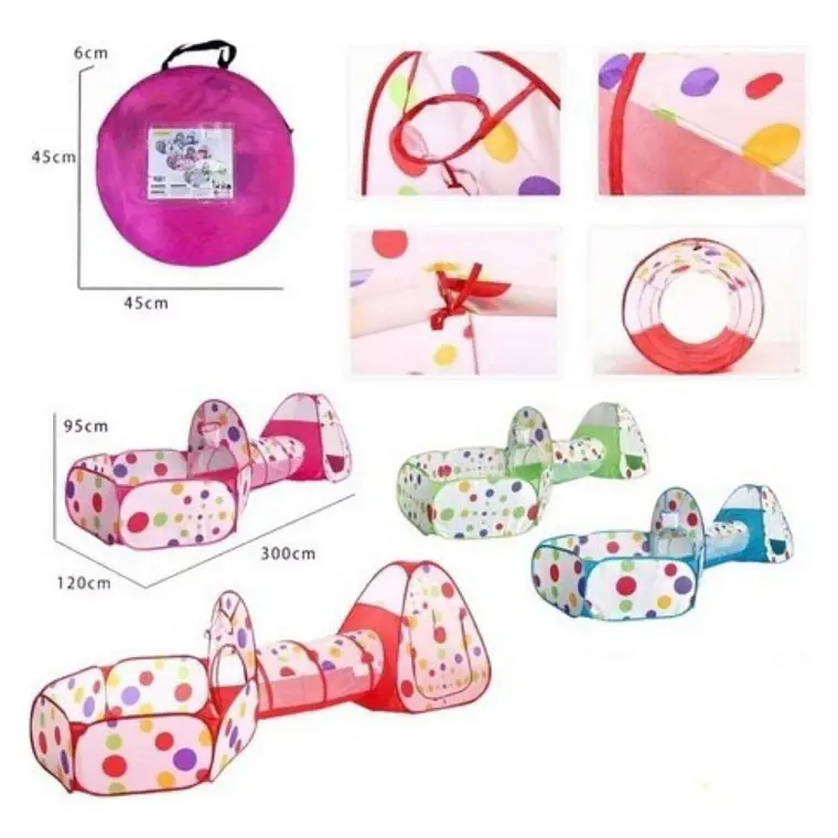 Carpa Piscina De Pelotas Con Tunel Castillo Niños Plegable 5