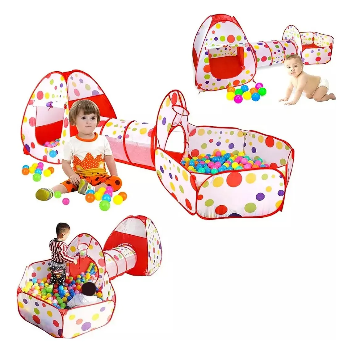 Carpa Piscina De Pelotas Con Tunel Castillo Niños Plegable 1