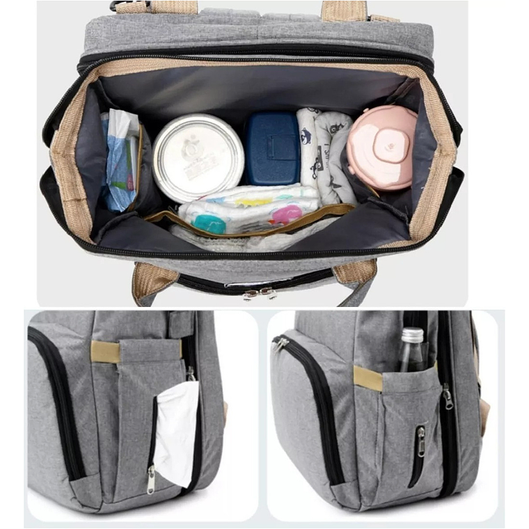 Bolsa Mochila De Pañales Para Mamá Cama De Bebé Plegable 3