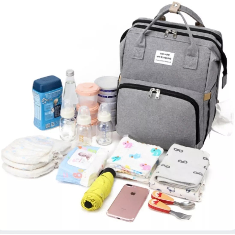 Bolsa Mochila De Pañales Para Mamá Cama De Bebé Plegable 5