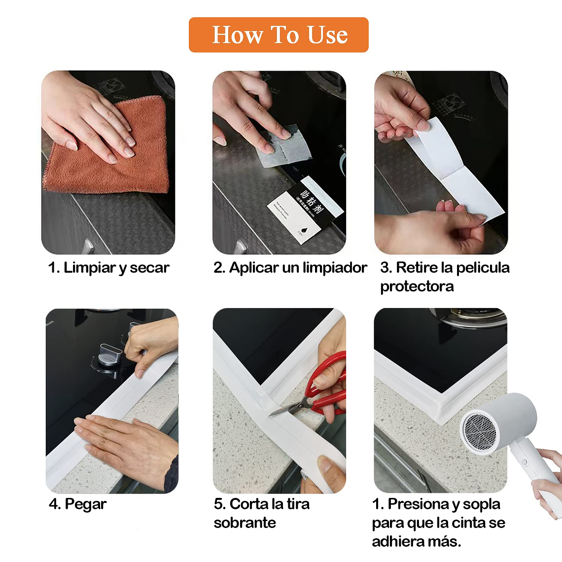 Cinta Sellado Baño Impermeable Ducha Calafateo Tira Adhesiva 7