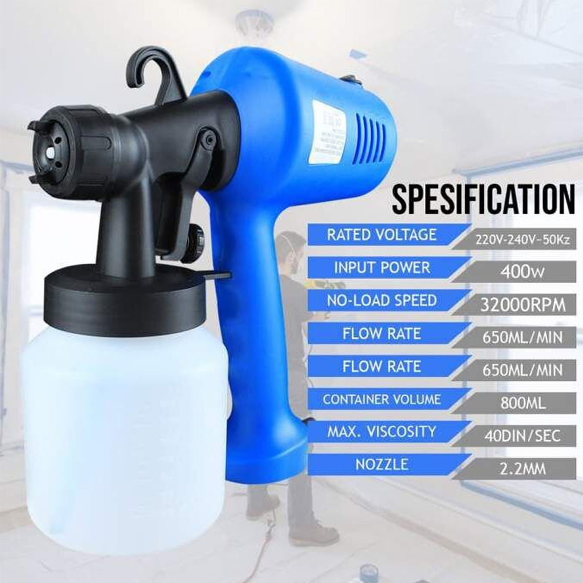 Pistola De Pintura Pulverizador Eléctrica Profesional De 400w 4