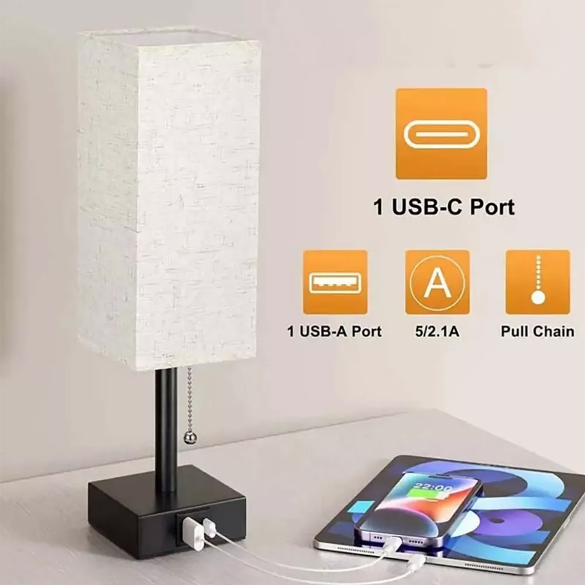 Lámpara Para Decoración De Escritorio/velador Con Cargador 3