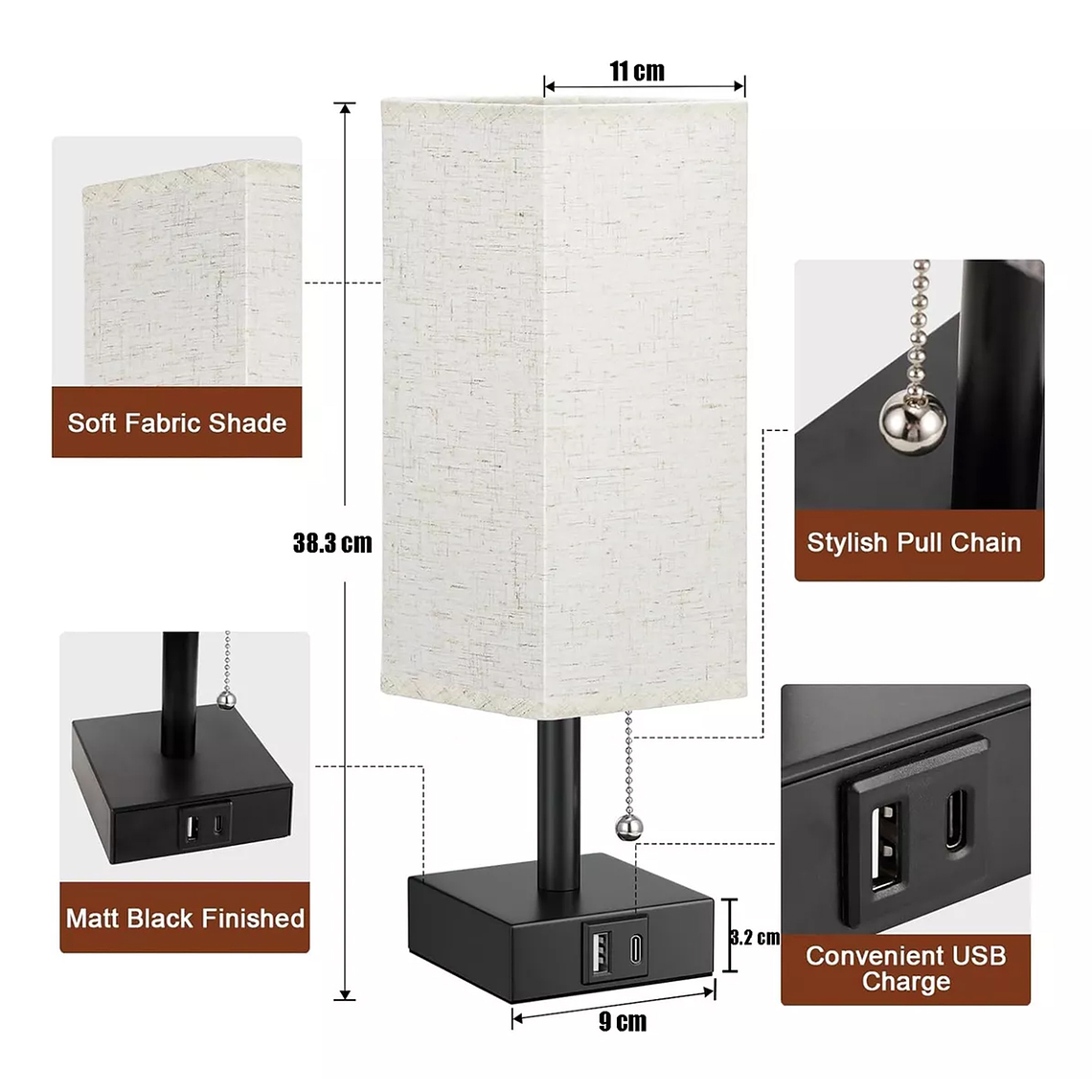 Lámpara Para Decoración De Escritorio/velador Con Cargador 6