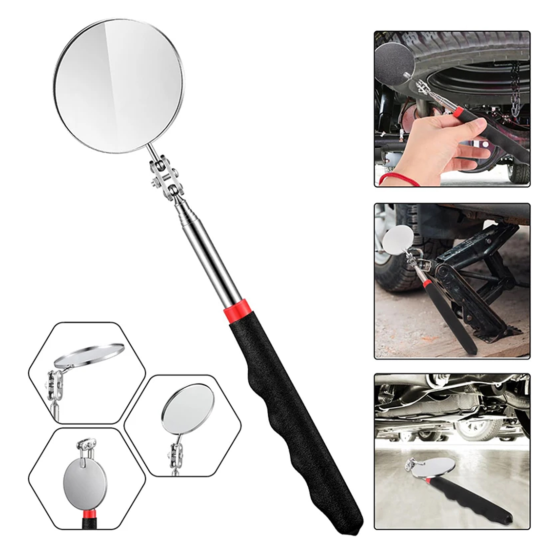 Set De Inspeccion Automotriz Espejo E Imán Telescopico 4 Pzs 3