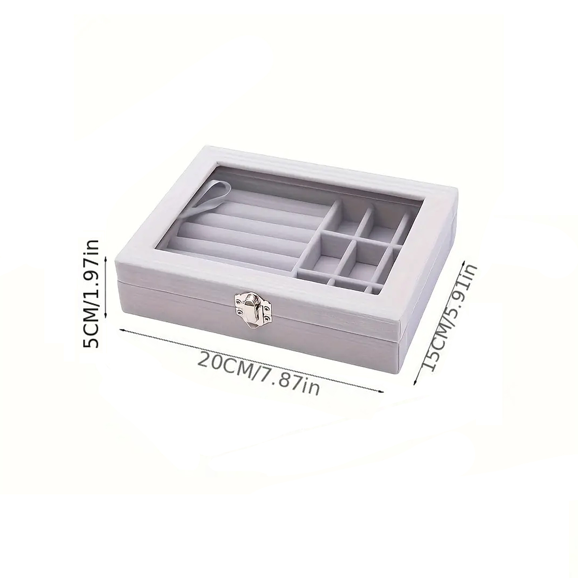 Joyero Organizador De Plush Portatil Multiusos Gris 3