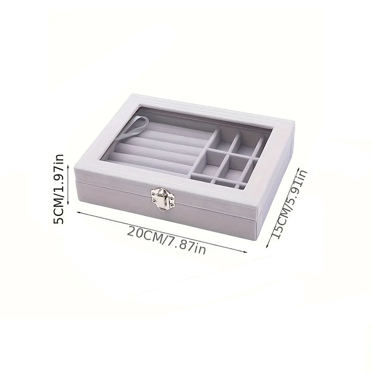 Joyero Organizador De Plush Portatil Multiusos Gris 3